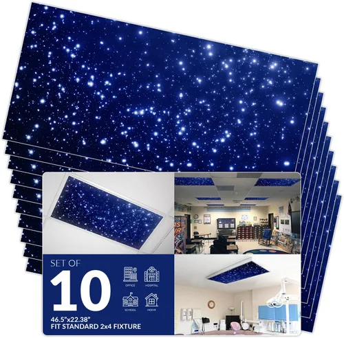 Vista 10 de Cubierta de luz fluorescente para luces de techo de aula, inserto de película retroiluminada de alta calidad, 2 x 4 (22.38 x 46.5 pulgadas)