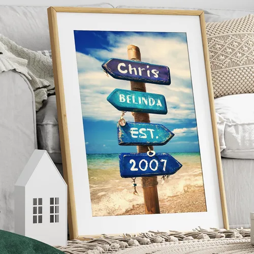 Vista 88 de A&T ARTWORK Love on Beach - Impresión fotográfica personalizada, incluye nombres y la fecha, regalo único para el aniversario de boda. Alfombrillas