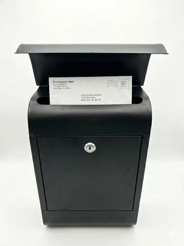 Vista 3 de NACH Buzón con bloqueo, 16 x 4.5 x 10 pulgadas, buzón negro con cerradura, soporte de pared impermeable para buzón - The Dominion Buzón con cerradura