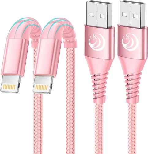 Vista 10 de Cargador para iPhone [certificado Apple MFi] Paquete de 2 cables Lightning de 10 pies de largo, cable de carga rápida de nailon trenzado