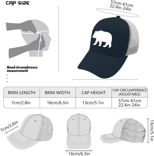 Vista 4 de devor Gorras de béisbol con diseño de oso para mujer, divertido sombrero ajustable para papá