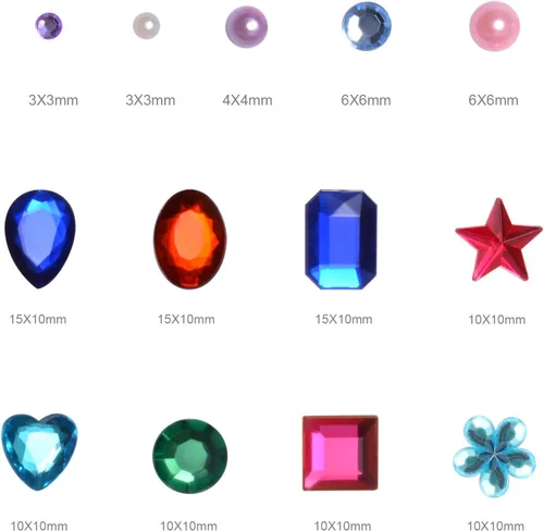 Vista 2 de 2102 piezas de calcomanías de gemas, gemas autoadhesivas para manualidades, diamantes de imitación para manualidades, calcomanías de diamantes
