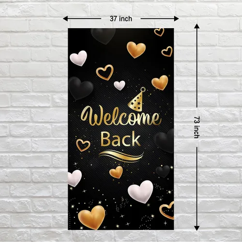 Vista 2 de Cartel de bienvenida para puerta, decoración de cubierta de puerta de fiesta de regreso a casa, fiesta de jubilación, fondo de fondo para cabina
