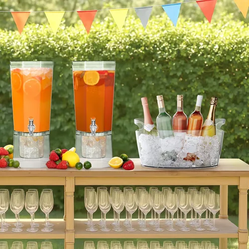 Vista 9 de Lifewit Cubo de Hielo Grande de 6.5L para Fiestas, Cubo de Bebidas Portátil para Bar de Cócteles, Enfriador de Plástico para Champán