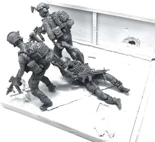 Vista 2 de Risjc 1/35 Tema militar Comando de Rescate Camaradas en armas Kit de modelo de resina (3 personas, sin base) sin montar y sin pintar Mini soldado