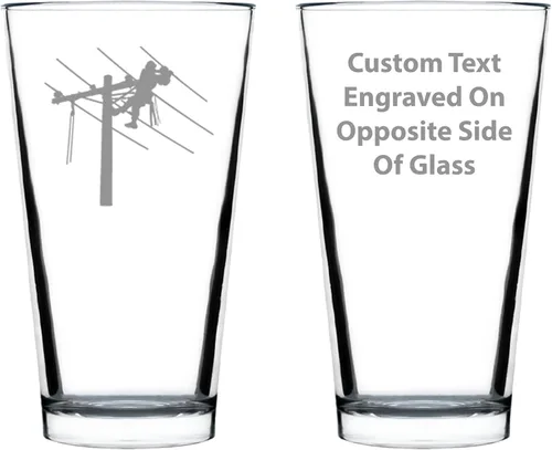 Vista 9 de Bevvee Lineman - Vaso de pinta para electricista, regalos para electricistas, vasos de 16 onzas Bevvee Electrician gift ideas for electricians