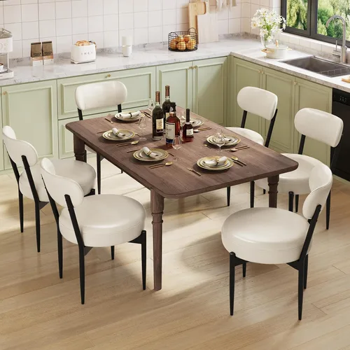 Vista 6 de Welzona Juego de 4 sillas de comedor tapizadas de piel sintética con patas de metal resistentes, sillas de cocina para comedor, cocina, restaurante