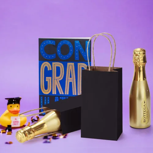 Vista 4 de Bolsas de regalo de papel kraft BagDream 100 unidades 3.5 x 2.4 x 6.7 pulgadas, pequeñas bolsas de regalo para fiestas con asas, bolsas de papel