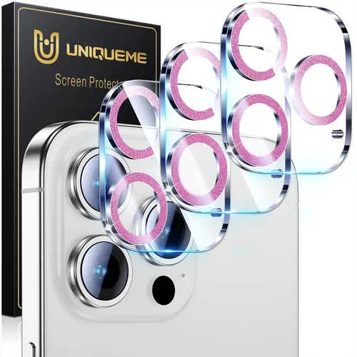 Vista 32 de UniqueMe para Paquete de 3 Protectores de Lente de Cámara para iPhone 15 Pro/iPhone 15 Pro Max, [Protección contra Caídas] [Compatible con Fundas]