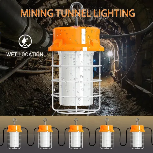 Vista 3 de RIUVAO Luz de trabajo temporal de 80W LED 12000lm 5000K luz diurna blanca portátil colgante iluminación de construcción llevó alta luz de la bahía