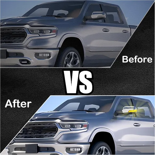Vista 2 de Espejo lateral dinámico secuencial LED luces de marcador compatibles con Dodge Ram 1500 camioneta Big Horn Rebel Laramie Longhorn Limited TRX