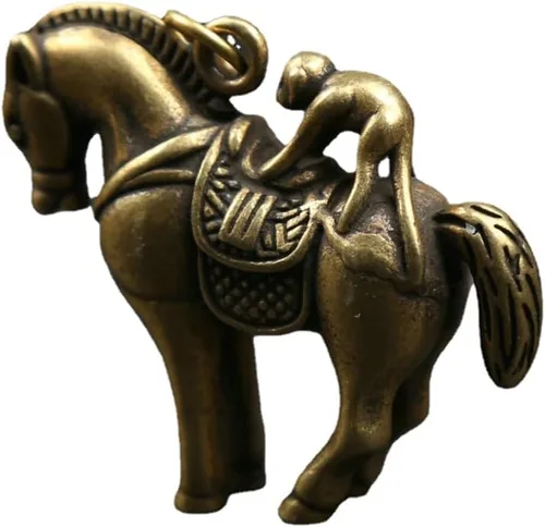 Vista 2 de GEEYOU Estatua china pequeña de bronce del zodiaco del zodiaco animal caballo mono riqueza estatua colgante riqueza suerte figura coleccionable