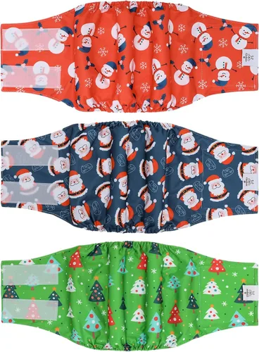 Vista 54 de CuteBone - Pañales lavables para perro macho, banda abdominal, paquete de 3 unidades, color negro, modelo DM54XS