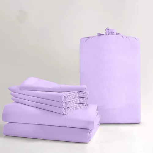 Vista 14 de Juego de sábanas de 100% algodón orgánico certificado real, 6 piezas, 1000 hilos, 1 sábana bajera + 1 encimera + 4 fundas de almohada, se adapta a
