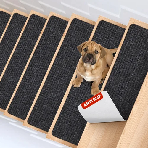 Vista 19 de MBIGM Alfombra antideslizante para peldaños de 30 x 30 pulgadas, alfombra de seguridad antideslizante y resistente al deslizamiento, color negro