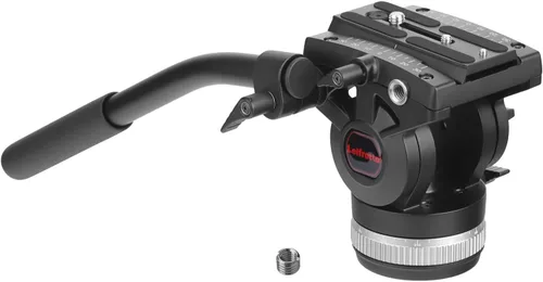Vista 9 de Cabeza fluida de 2.953 in Base de trípode con mango Placa de liberación rápida resistente para cabezal de video Manfrotto, carga de hasta 33 libras