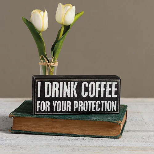 Vista 5 de Primitives by Kathy 19104 Cartel clásico de caja, 7" x 3", I Drink Coffee
