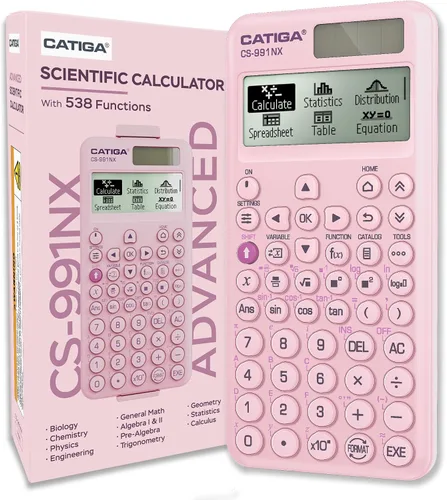 Vista 8 de CATIGA Calculadora científica negra con pantalla HD estilo libro de texto, calculadoras científicas solares y de batería para estudiantes