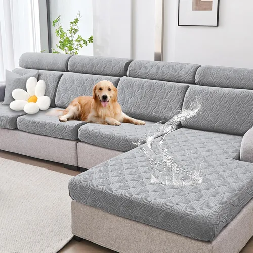 Vista 28 de Genina Fundas de cojín para sofá impermeables, fundas elásticas para sofá seccional, funda de cojín lavable, antideslizante, con parte inferior