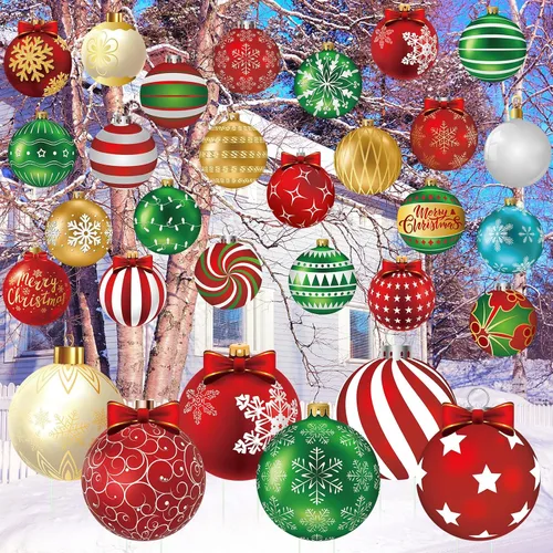 Vista 3 de Huwena 30 Piezas Decoraciones Navideñas Colgantes para Exteriores Copos de Nieve Dulces Letreros de Jardín Incluye 6 Estacas de Plástico para Jardín
