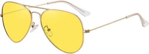 Vista 3 de MEETSUN Aviator Night Vision Driving Glasses Anti Glare Polarized Nighttime Glasses HD Yellow Lens