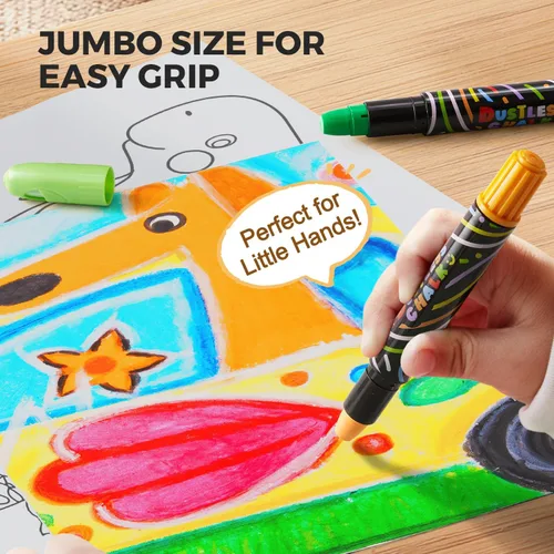 Vista 7 de Jar Melo Tiza sin polvo para niños, juego de 12 piezas de tiza para acera con soporte, lavable y no tóxica, tiza de colores para pizarra, agarre