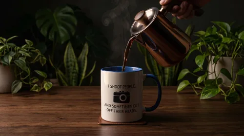 Vista 3 de 3dRose I SHOOT PEOPLE. & SOMETIMES CUT 11oz Two-Tone Blue Mug Azul/Blanco