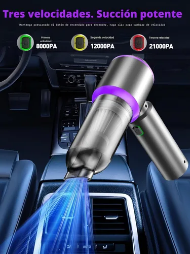 Vista 3 de Aspiradora/Soplador de Aire 80,000 RPM Super Power Mini Aspiradora de Coche 4 en 1 Pistola Sopladora de Aire Soplador de Aire y Bomba Manual