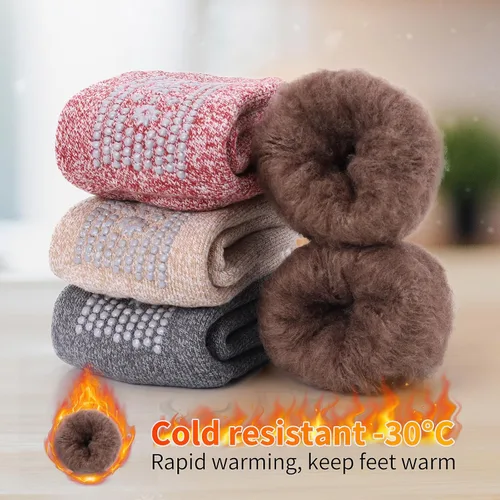 Vista 5 de HUGSWEET Calcetines térmicos, antideslizantes calcetines de hospital de felpa pantufla de agarre calcetines de mujer invierno suave cálido acogedor
