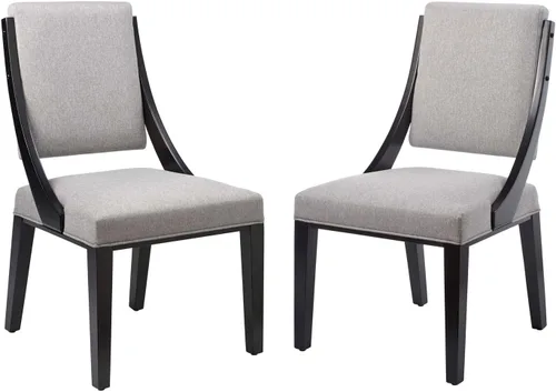 Vista 6 de Modway Cambridge - Juego de 2 sillas laterales de comedor tapizadas de tela color beige