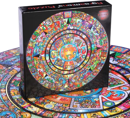 Vista 3 de Bgraamiens Puzzle-Aztec Totem - Rompecabezas redondo de 1000 piezas para adultos (Tótem azteca)