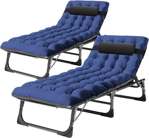 Vista 15 de NAIZEA Sillón plegable, cuna plegable 3 en 1 con colchón, silla reclinable de 4 posiciones para patio, reclinable ajustable para exteriores