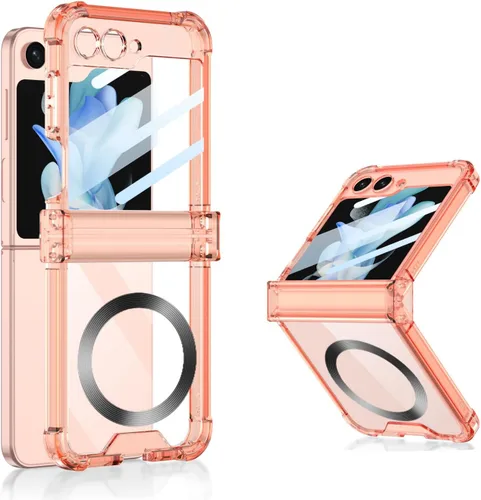 Vista 13 de Funda magnética integrada con protector de pantalla para Samsung Galaxy Z Flip 5 4, compatible con MagSafe, protección de bisagra completa, funda