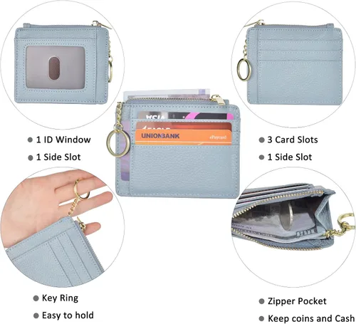 Vista 3 de Monedero delgado con bloqueo RFID, con bolsillo frontal para monedas, tarjetero, para mujer