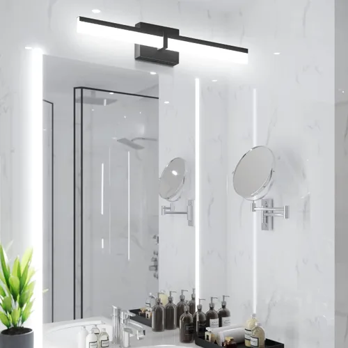 Vista 6 de Tipace Lámparas de baño negras de 24 pulgadas, luces LED modernas sobre espejo (luz blanca, 6000 K)