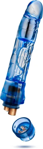 Vista 6 de Blush Naturally Yours Mambo Vibe - Consolador vibrador curvo de 9 pulgadas, realista, suave pero firme, juego de punto dulce vaginal, polla Azul