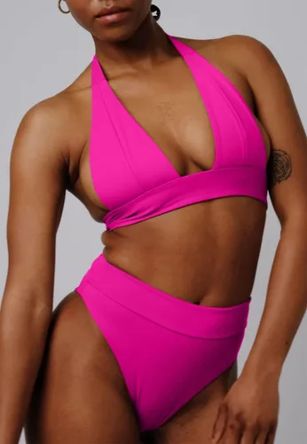 Vista 5 de Conjunto de bikini de cintura alta para mujer, cuello en V profundo, traje de baño de dos piezas
