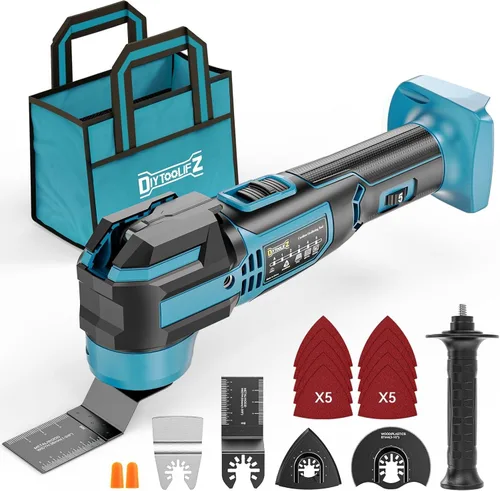 Vista 10 de Herramienta Oscilante Inalámbrica para Batería Dewalt de 20V, Herramienta de Motor sin Escobillas de 6 Velocidades Variables, Kit de Múltiples