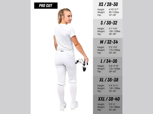 Vista 5 de RIP-IT Pantalones profesionales de softball elásticos de 4 vías, para mujer.