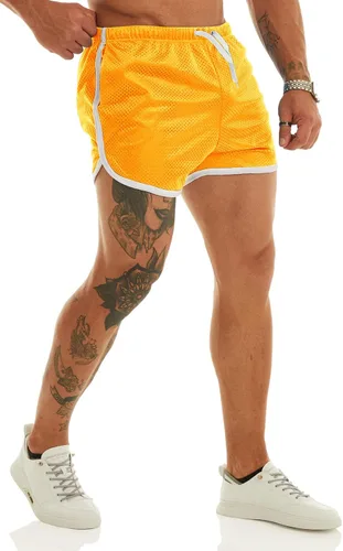 Vista 5 de Ouber Pantalones cortos ajustados para hombre, culturismo, entrenamiento, gimnasio, correr, pantalones cortos de levantamiento ajustados
