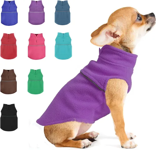 Vista 9 de Suéteres para Perros Pequeños para Niñas, Chaleco de Forro Polar para Perros con Orificio para Correa, Suéter Cálidamente Ajustable, Chaqueta