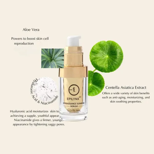 Vista 5 de EpiRadiance Sunrise Morning Face Serum vegano sin alérgenos para pieles sensibles, fórmula antienvejecimiento, reafirmante y brillante, niacinamida