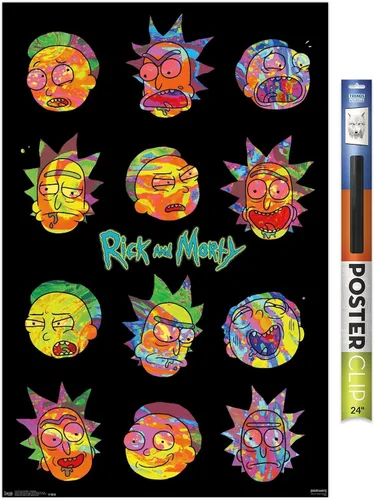 Vista 17 de Trends International Rick And Morty - Póster de pared Vaporwave, 22.4 pulgadas de largo x 14.7 pulgadas, versión enmarcada en madera de granero