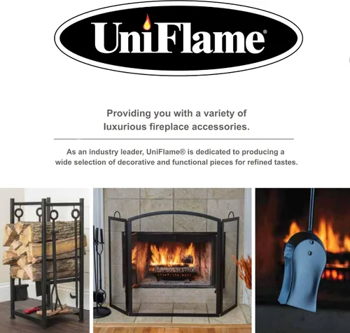 Vista 4 de UniFlame Juego de herramientas de chimenea rústica de bronce pesado de 5 piezas (F-1648)