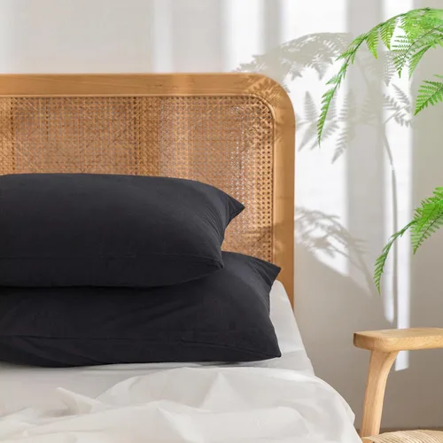 Vista 34 de BESTOUCH 100% Algodón Lavado Funda de Almohada para Cabello y Piel, Sensación de Lino, Suave, Cómoda, Transpirable, Juego de 2 Fundas de Almohada