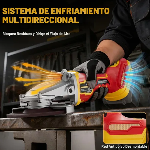 Vista 8 de Ecarke Amoladora de cabeza plana compatible con batería DeWalt de 20 V, 4-1/2 a 5 pulgadas, 11000 RPM, sistema de seguridad múltiple