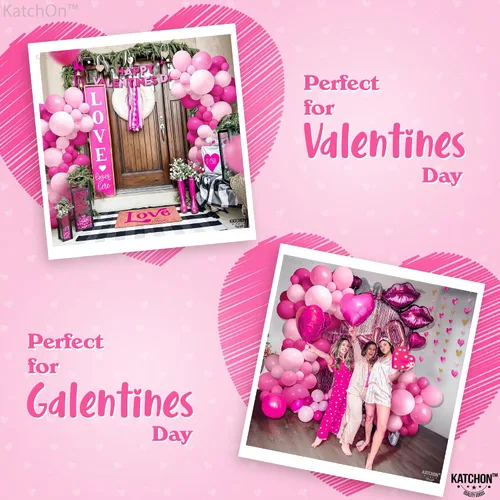 Vista 4 de KatchOn, Kit de arco de globos rosados – Paquete enorme de 141 Globos de San Valentín para decoraciones del día de San Valentín Decoraciones