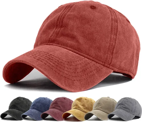 Vista 33 de HH HOFNEN Gorra de béisbol de algodón de sarga lavada y desgastada, vintage, ajustable, para hombre y mujer