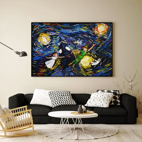 Vista 2 de Uhomate Peter Pan Never Grow Up Princess Tinkerbell Vincent Van Gogh - Pósteres de noche estrellada para el hogar, lienzo para pared, decoración