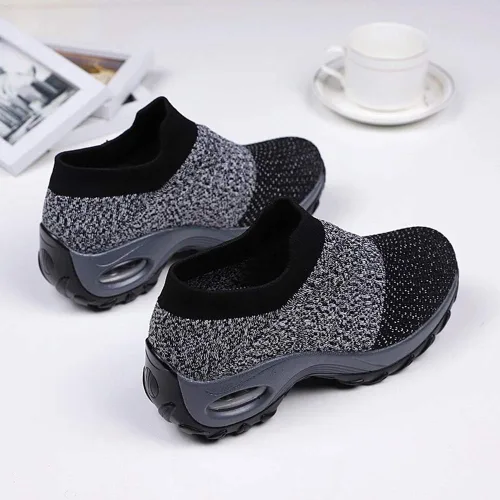 Vista 7 de Zapatos deportivos para caminar de malla para mujer, diseño moderno con cámara de aire, sin cordones, zapatos para bailar jazz, zapatos de baile